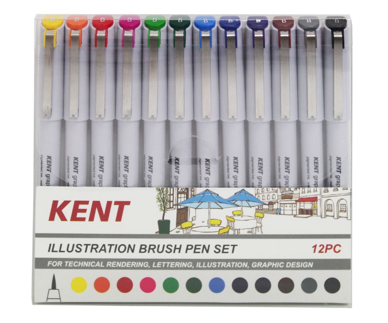 Kent Graphic Pens Graphic Illustration Brush Pen Set (12PCS)