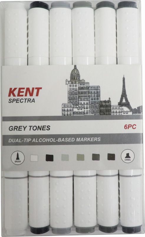 Kent Spectra Graphic Design Marker Set - Grey Tones (Set of 6)