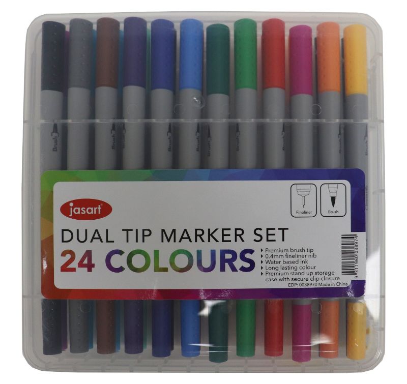 JASART DUAL NIB BRUSH FINELINER SET - SET 24