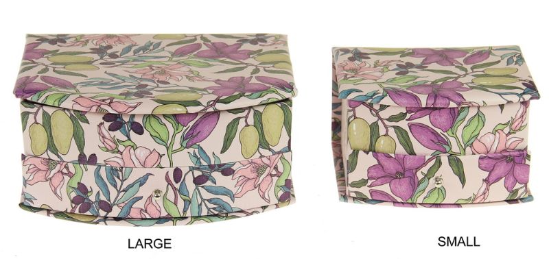 Jewellery Box - Curved Front Flowers PU Large (21cm)