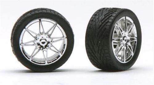 1/24 Wheel & Tyre Set Chrome Diamante Rims (4) - Pegasus 1254