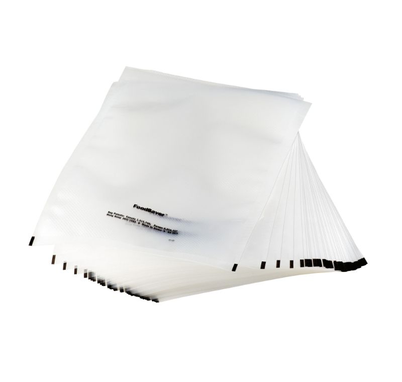 FoodSaver pre-cut bags (48 units), 20x28cm, BPA free, safe for microwave, freezer, fridge, easy to use with no cutting required.