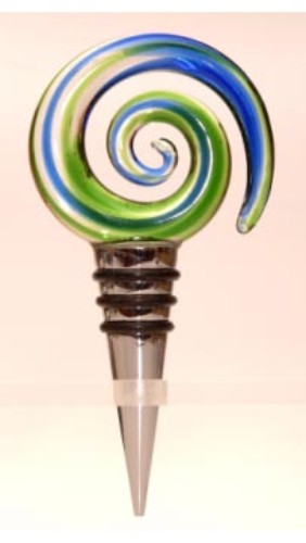 Ornament - Glass Koru Bottle Stopper - Kiwiana