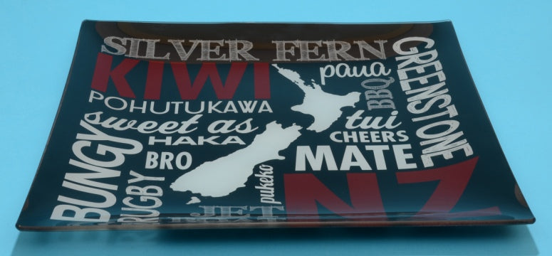 Kiwiana Platter - NZ Map and Words