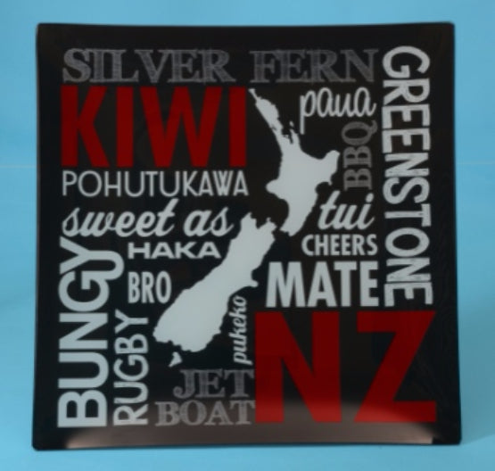 Kiwiana Platter - NZ Map and Words