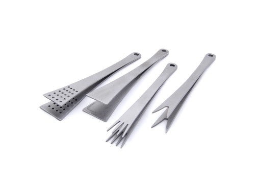 Maher 4pc Food Tong Set featuring stylish stainless steel mini tongs for serving cheese, meats, and olives with ease.