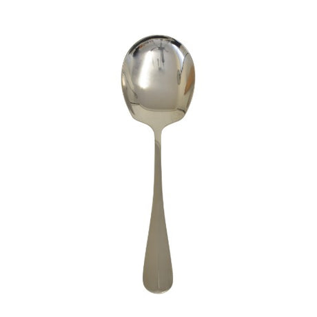 Set of 6 elegant stainless steel serving spoons with polished finish, perfect for dining and entertaining.