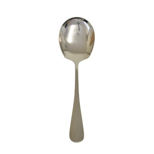 Set of 6 elegant stainless steel serving spoons with polished finish, perfect for dining and entertaining.