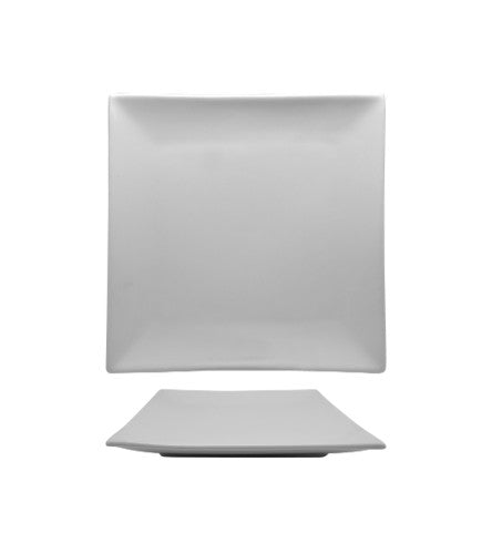 Rockingham Square Coupe Platter 20cm, elegant porcelain design for serving appetizers and desserts, microwave and dishwasher safe.