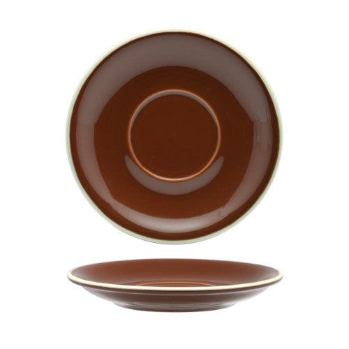 Set of 6 Rockingham Brown Latte Saucers, combining elegance and functionality for coffee lovers.