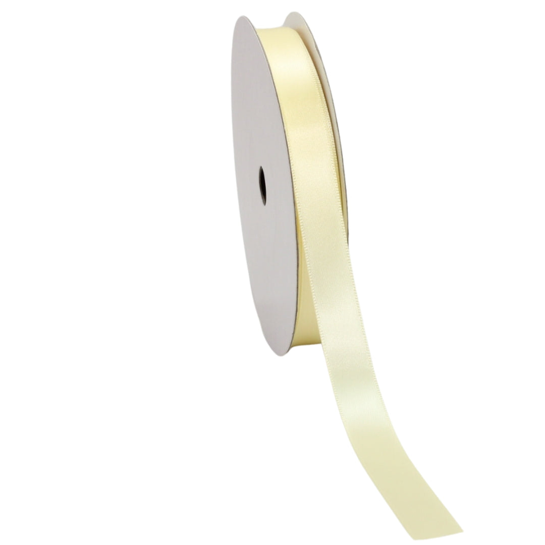 FD Satin Single Face Ribbon in Butter Cream 15mm x 50m