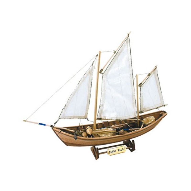 Wooden ship model kit of the 19th-century French doris, featuring precision parts and a comprehensive assembly guide.