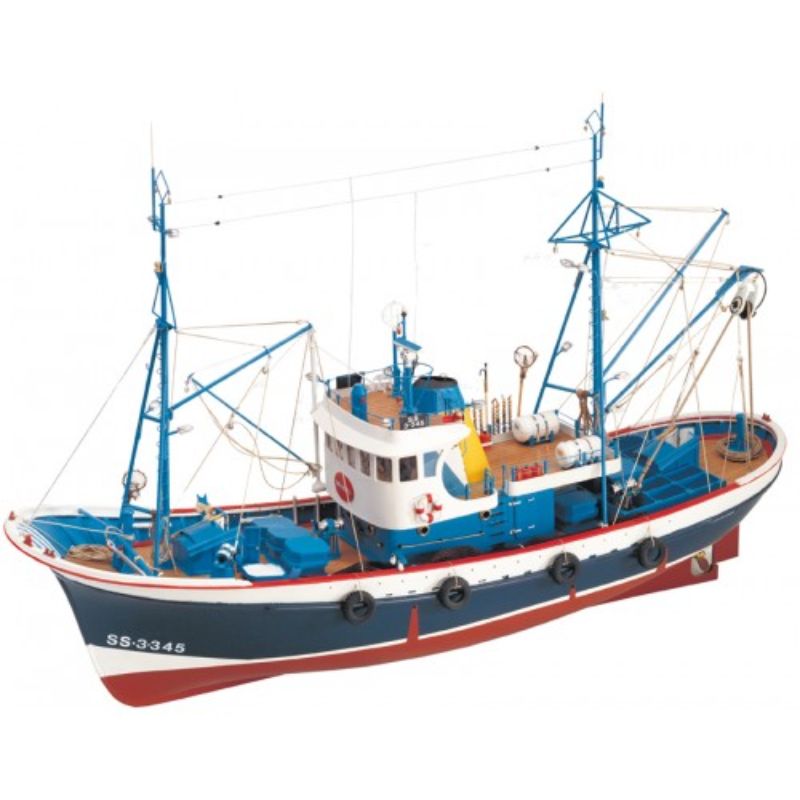 1/50 scale Marina II Tuna Wooden Ship Kit, featuring laser-cut wood parts and precise assembly guide for model builders.