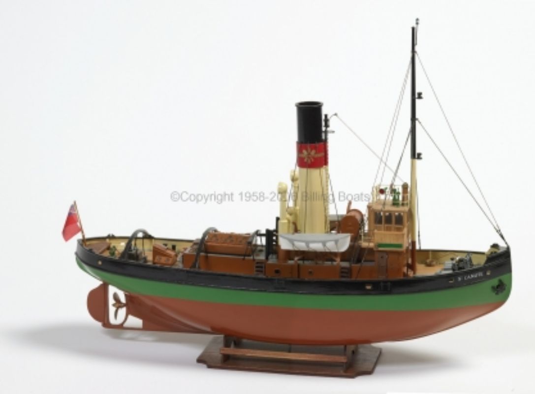 Detailed wooden ship model kit of RCC 1/50 St. Canute, a tugboat and icebreaker, perfect for collectors and hobbyists.