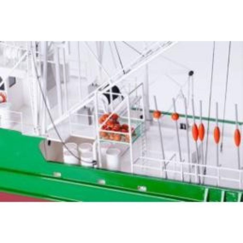 1:30 scale Wooden Ship Kit of the Andrea Gail, featuring precision laser-cut hull and comprehensive assembly materials.