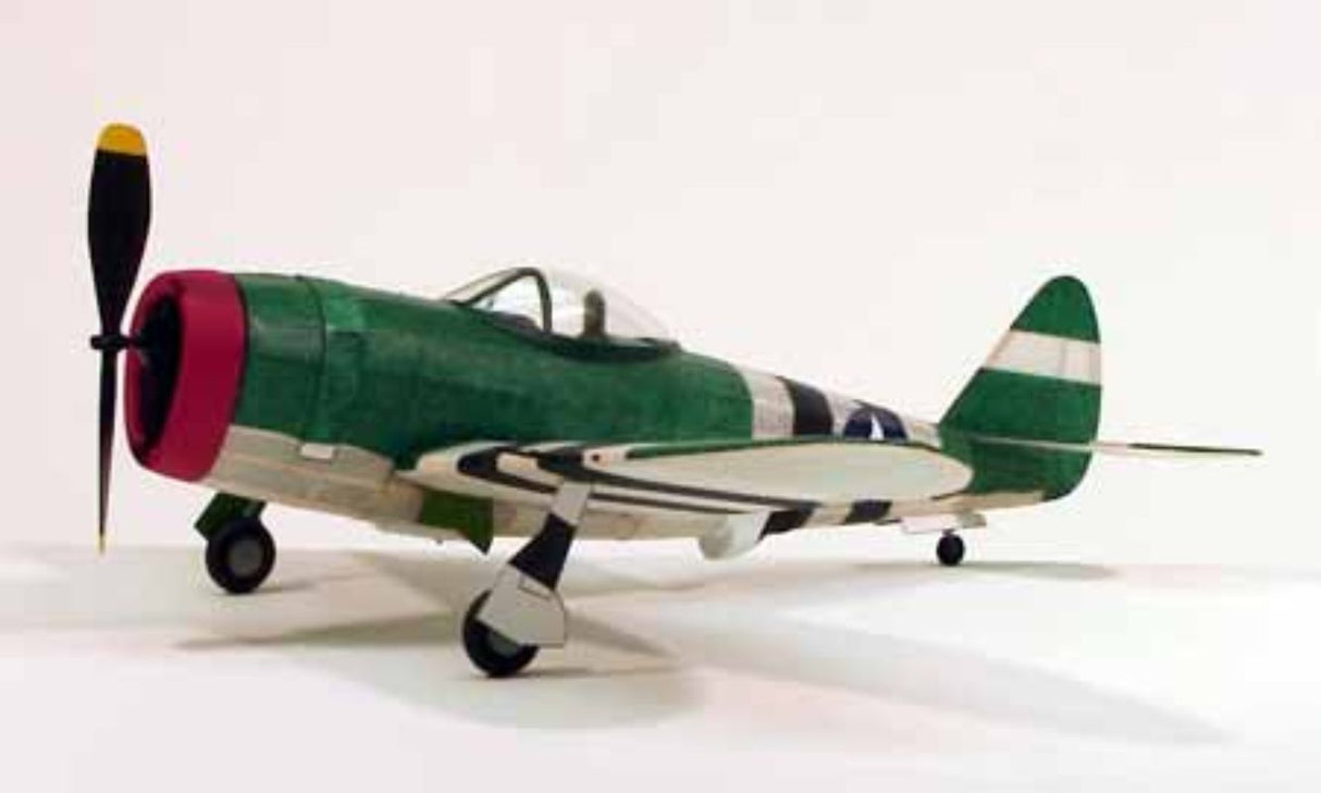P-47 Thunderbolt balsa glider with 44cm wingspan, hand-selected wood, vibrant decals, and easy assembly for all skill levels.