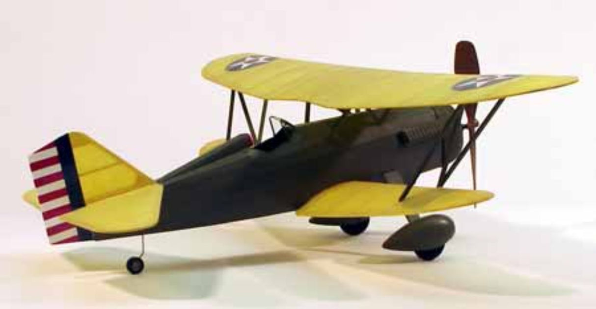 Balsa Glider model of Curtiss P-6E Hawk, 44 cm wingspan, lightweight design with colorful decals and easy assembly instructions.