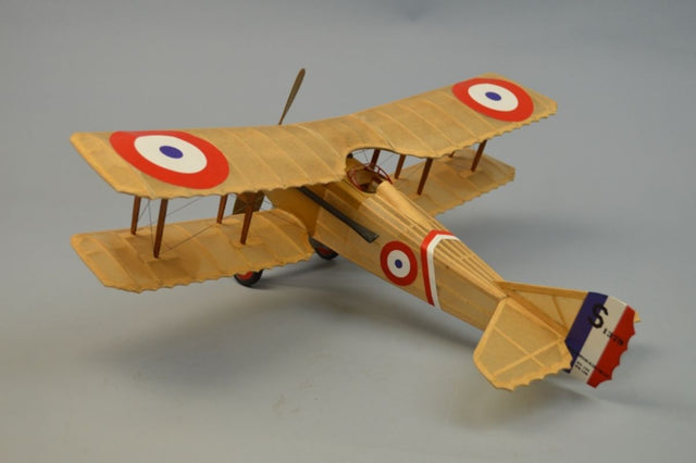 18-inch Balsa Glider model of Spad VII, crafted from lightweight wood for durable flight and aerodynamics learning.