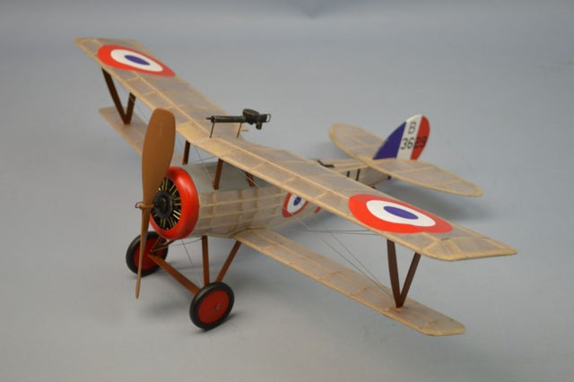 18-inch Balsa Glider model of WWI Nieuport 27, featuring easy assembly, colorful decals, and durable balsa wood construction.