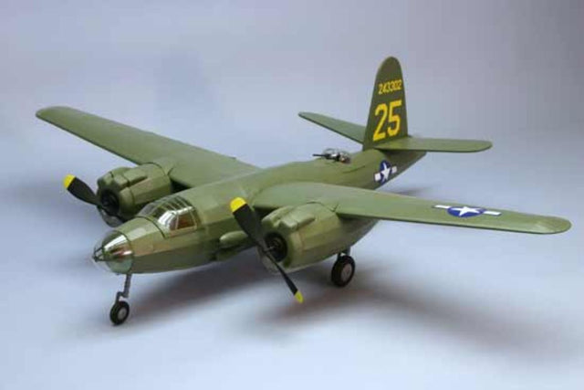 30-inch Balsa Glider model of WWII B-26 Marauder, crafted from lightweight balsa wood for stable flights indoors and outdoors.