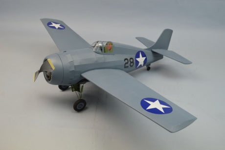 30-inch Balsa Glider model of the F4-F Hellcat, featuring vibrant decals and precision laser-cut balsa wood for easy assembly.
