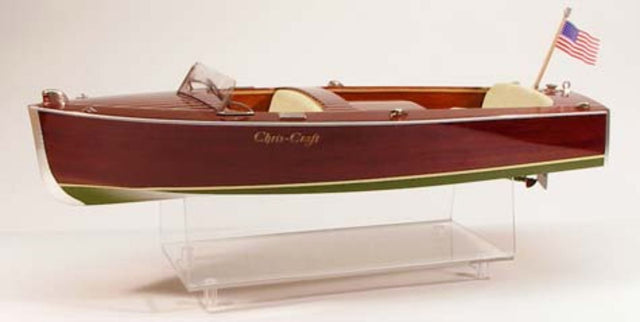 24-inch Wooden Ship Kit modeled after the 1947 Chris Craft Utility, featuring chrome fittings and vacuum-formed seats.
