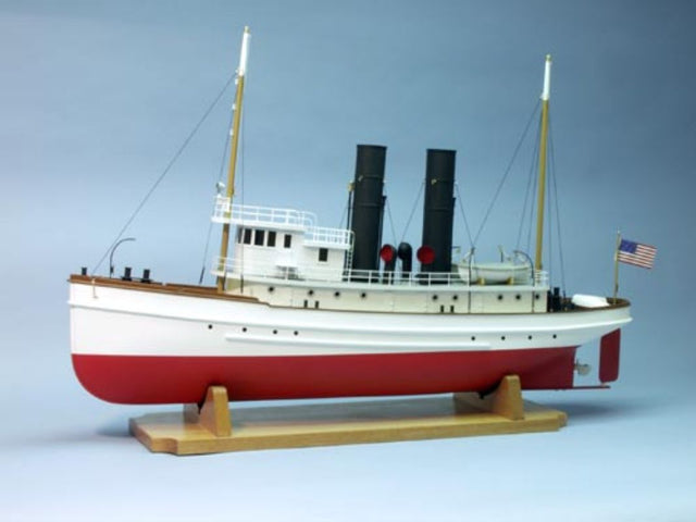 33-inch wooden model kit of the Lackawanna Tug, perfect for hobbyists and collectors, showcasing nautical craftsmanship.