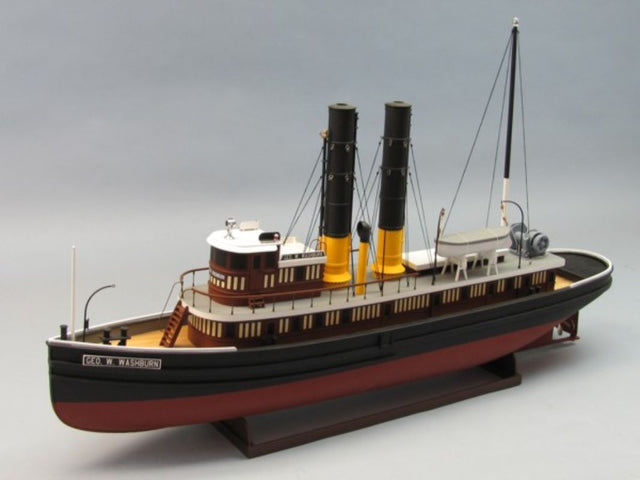 30-inch Wooden Ship Kit of Tug George W Washburn, perfect for model building enthusiasts and nautical decor.