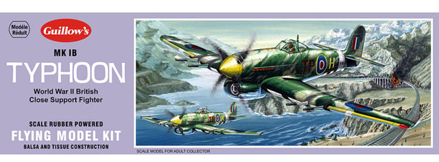 Balsa wood model glider of the Typhoon 1B with 18-inch wingspan, designed for easy assembly and educational fun.