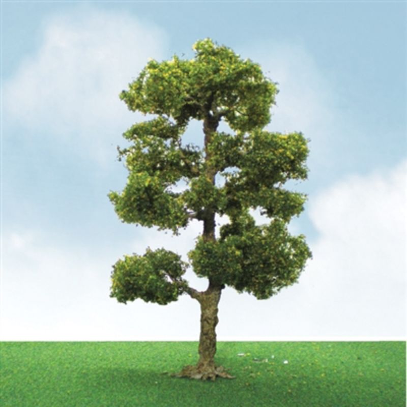 Two realistic 85-100mm Downy Birch model trees, perfect for enhancing railway and diorama landscapes.