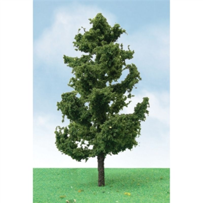 Two intricately detailed 1:25 scale model spruce trees for realistic railway landscapes and dioramas.