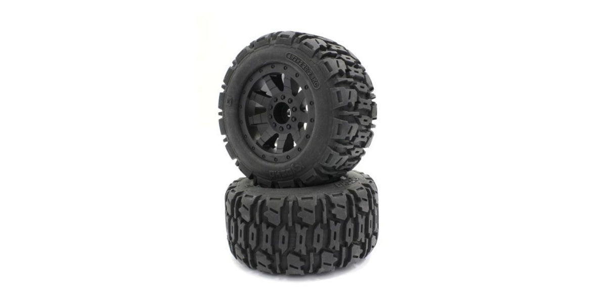Kyosho Nitro Tracker Rims & Tyres (2) for enhanced RC performance on various terrains, offering superior grip and durability.