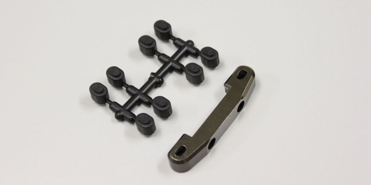 Lightweight aluminum suspension holder for Kyosho RB6/7/SC/RT models, enhancing stability and traction for racing.