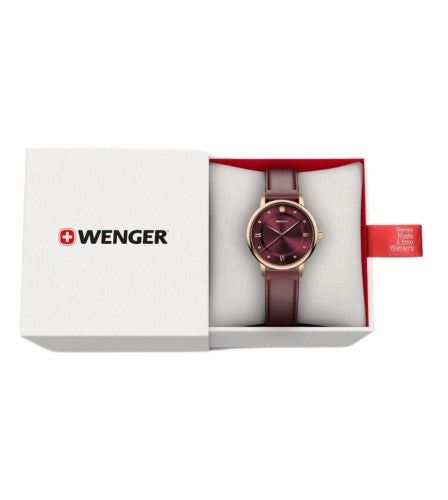 Women's Watch - WENGER URBAN DONNISSIMA 35mm Red Dial Leather Strap