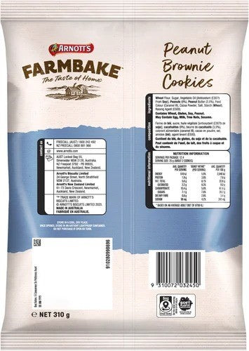 Arnotts Farmbake Cookies Pnut Brns 310g