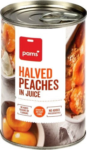 Pams Peach Halves In Juice 410g