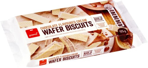 Pams Wafer Biscuits Chocolate Cream 125g