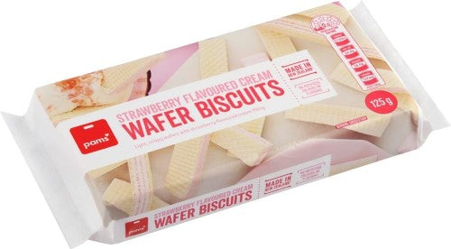 Pams Wafer Biscs Strawberry Cream 125g