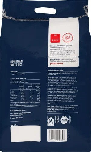 Pams Rice White Long Grain 10kg