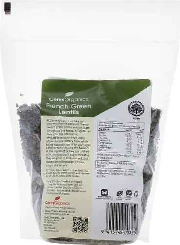 Ceres Lentils Green French Organic 500g