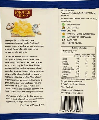 Proper Crisps Marlborough Sea Salt 37g