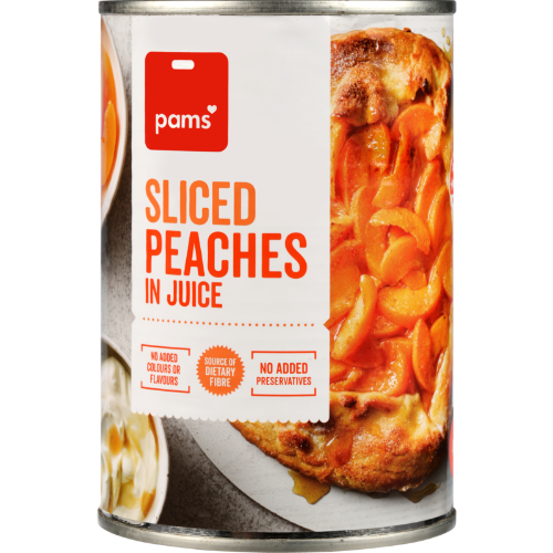 Pams Peaches Sliced In Juice 410g