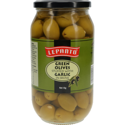 Lepanto Olives Green Stuffed Garlic 1kg