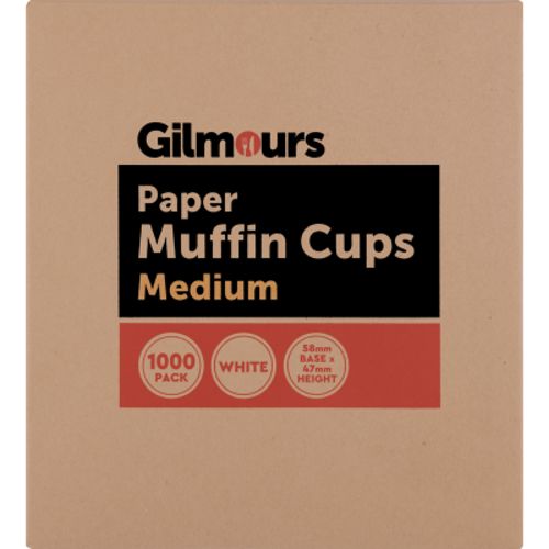 Gilmours Muffin Cup White Med 1000pk