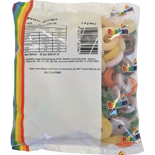 Rainbow Fruit Rings 1kg