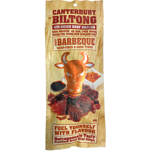 Canterbury Biltong Smokey Barbeque Air-Dried Beef Snacks 10 x 100g
