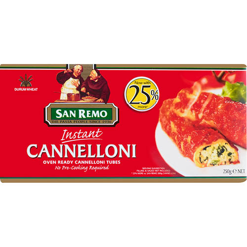 San Remo Dry Pasta Instant Cannelloni 250g