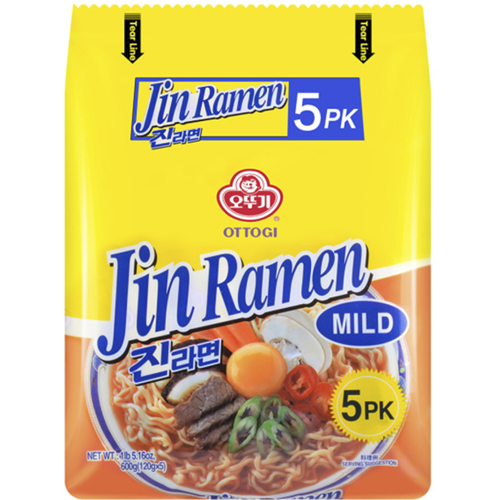 Ottogi Jin Rmn Mild Spicy Noodl 5pk 600g