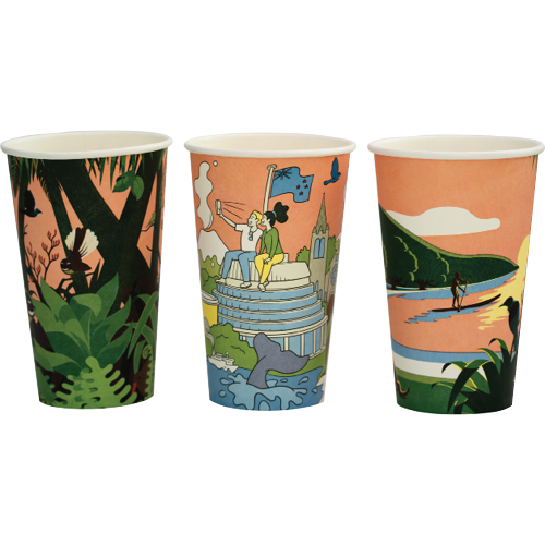 Hutamaki Hot Cup Sw Kiwiana 500ml 50pk
