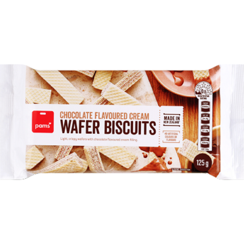 Pams Wafer Biscuits Chocolate Cream 125g